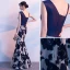 Modern / Fashion Navy Blue Evening Dresses  2018 Trumpet / Mermaid Amazing / Unique Shoulders Sleeveless Appliques Lace Rhinestone Sash Floor-Length / Long Ruffle Backless Formal Dresses