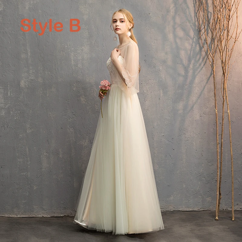 strapless open back dress Light Champagne Tulle Lace Long Prom Dress, A-Line Strapless Evening P