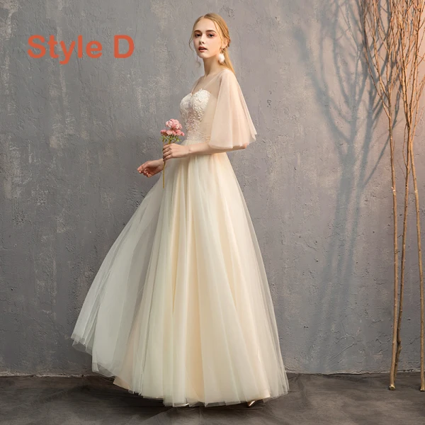 Discount Champagne See-through Bridesmaid Dresses 2019 A-Line / Princess Appliques Lace Floor-Length / Long Ruffle Backless Wedding Party Dresses