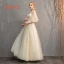 Discount Champagne See-through Bridesmaid Dresses 2019 A-Line / Princess Appliques Lace Floor-Length / Long Ruffle Backless Wedding Party Dresses
