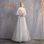 Discount Grey Bridesmaid Dresses 2019 A-Line / Princess Spotted Tulle Floor-Length / Long Ruffle Backless Wedding Party Dresses