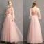 Rabatt Perle Rosa Brudepikekjoler 2019 Prinsesse Glitter Tyll Lange Buste Ryggløse Kjoler Til Bryllup