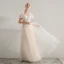 Elegant Champagne Prom Dresses 2019 A-Line / Princess Shoulders Sleeveless Appliques Lace Beading Floor-Length / Long Ruffle Backless Formal Dresses