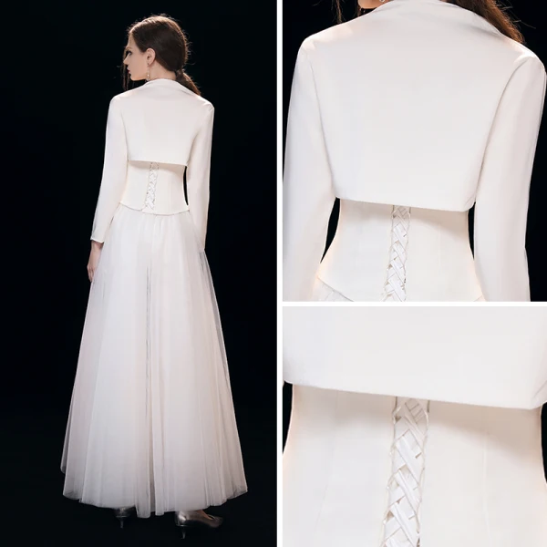 Vintage Rød Jumpsuit  2019 Prinsesse Kjæreste Med Sjal Langermede Ankel-lengde Buste Selskapskjoler