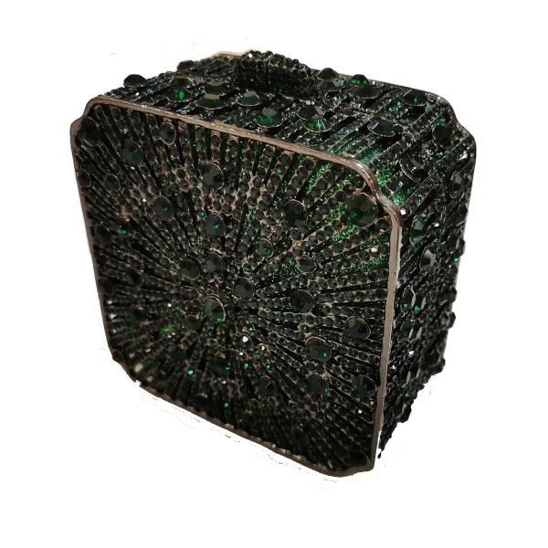 Unique Vert Foncé Paillettes Faux Diamant Soirée Métal Pochette 2022