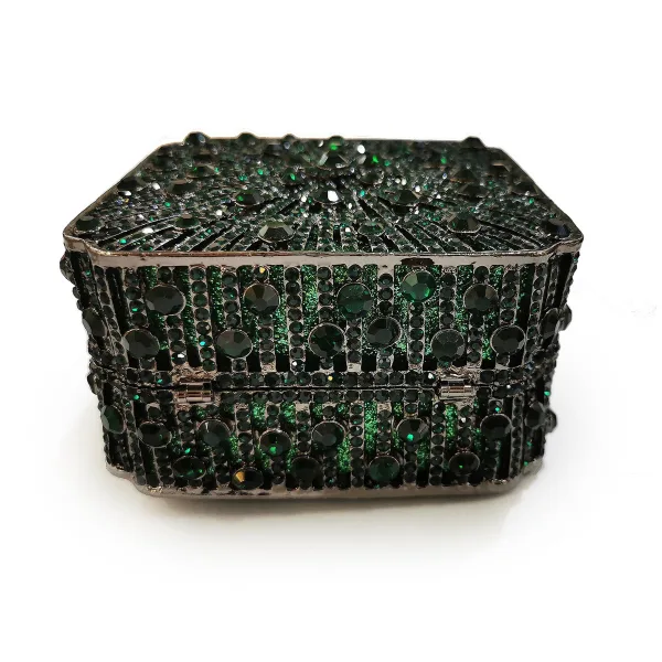 Unique Vert Foncé Paillettes Faux Diamant Soirée Métal Pochette 2022