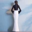 Simple Noire Blanche Robe De Soirée 2018 Trompette / Sirène Col Haut Manches Longues Fendue devant Longue Robe De Ceremonie