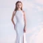 Schlicht Weiß Abendkleider 2018 Mermaid Rundhalsausschnitt Bandeau Ärmellos Sweep / Pinsel Zug Gespaltete Front Festliche Kleider