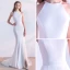 Schlicht Weiß Abendkleider 2018 Mermaid Rundhalsausschnitt Bandeau Ärmellos Sweep / Pinsel Zug Gespaltete Front Festliche Kleider