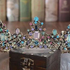Vintage Retro Baroque Multi Colors Rhinestone Bridal Hair Accessories 2022 Alloy Wedding Tiara