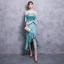 Modern / Fashion Jade Green See-through Evening Dresses  2018 Trumpet / Mermaid Scoop Neck Strapless 3/4 Sleeve Asymmetrical Ruffle Backless Formal Dresses