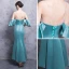 Modern / Fashion Jade Green See-through Evening Dresses  2018 Trumpet / Mermaid Scoop Neck Strapless 3/4 Sleeve Asymmetrical Ruffle Backless Formal Dresses