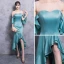 Modern / Fashion Jade Green See-through Evening Dresses  2018 Trumpet / Mermaid Scoop Neck Strapless 3/4 Sleeve Asymmetrical Ruffle Backless Formal Dresses