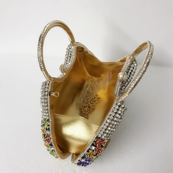Vintage Czerwone Perła Rhinestone Kopertówki 2022 Metal Koktajlowe