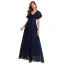 Modest / Simple Black Bridesmaid Dresses 2023 A-Line / Princess V-Neck Short Sleeve Backless Sash Floor-Length / Long Bridesmaid Dresses