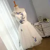 Affordable Chinese style Graduation Dresses 2017 Lace Appliques Backless Sleeveless Scoop Neck Short Ball Gown