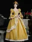 Vintage / Retro Medieval Bling Bling Yellow Prom Dresses Prom Dresses 2024 3D Lace Floor-Length / Long U-Neck Long Sleeve Ball Gown Cosplay Prom Formal Dresses