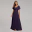 Modest / Simple Black Bridesmaid Dresses 2023 A-Line / Princess V-Neck Short Sleeve Backless Sash Floor-Length / Long Bridesmaid Dresses