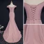 Simple Rougissant Rose Robe De Soirée 2018 Trompette / Sirène V-Cou Manches Courtes Perlage Cristal Ceinture Train De Balayage Dos Nu Robe De Ceremonie