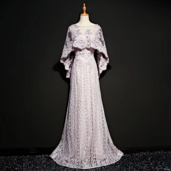 Modern Fashion Lavender See Through Evening Dresses With Shawl 2018 A Line Princess Scoop Neck Sleeveless Appliques Lace Pearl Rhinestone Sweep Train Formal Dresses