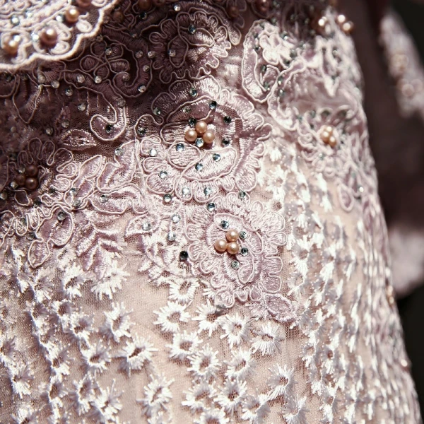 Modern / Fashion Lavender See-through Evening Dresses With Shawl 2018 A-Line / Princess Scoop Neck Sleeveless Appliques Lace Pearl Rhinestone Sweep Train Formal Dresses
