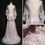 Modern / Fashion Lavender See-through Evening Dresses  With Shawl 2018 A-Line / Princess Scoop Neck Sleeveless Appliques Lace Pearl Rhinestone Sweep Train Formal Dresses