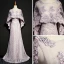 Modern / Fashion Lavender See-through Evening Dresses  With Shawl 2018 A-Line / Princess Scoop Neck Sleeveless Appliques Lace Pearl Rhinestone Sweep Train Formal Dresses