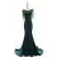 Modern / Fashion Dark Green See-through Evening Dresses  2018 Trumpet / Mermaid Scoop Neck Sleeveless Beading Crystal Tassel Court Train Ruffle Formal Dresses