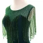 Modern / Fashion Dark Green See-through Evening Dresses  2018 Trumpet / Mermaid Scoop Neck Sleeveless Beading Crystal Tassel Court Train Ruffle Formal Dresses