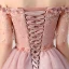 Affordable Formal Dresses 2017 Graduation Dresses Lace Appliques Pearl Off-The-Shoulder Backless 1/2 Sleeves Pearl Pink Short A-Line / Princess
