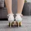 Réservé Blanche Perle En Dentelle Fleur Chaussure De Mariée 2025 Bride Cheville 9 cm Talons Aiguilles À Bout Pointu Mariage Talons