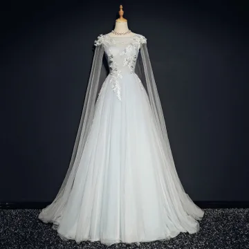 Elegant Sky Blue Prom Dresses 2018 A Line Princess Square Neckline Sleeveless Appliques Lace Watteau Train Ruffle Backless Formal Dresses