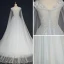 Élégant Bleu Ciel Robe De Bal 2018 Princesse Encolure Carrée Sans Manches Appliques En Dentelle Watteau Train Volants Dos Nu Robe De Ceremonie