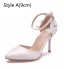 Chic / Belle Blanche Faux Diamant En Dentelle Fleur Chaussure De Mariée 2024 Bride Cheville 9 cm Talons Aiguilles À Bout Pointu Mariage Talons Hauts