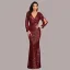 Sparkly Black Sequins Evening Dresses 2023 Trumpet / Mermaid V-Neck Long Sleeve Floor-Length / Long Evening Party Formal Dresses