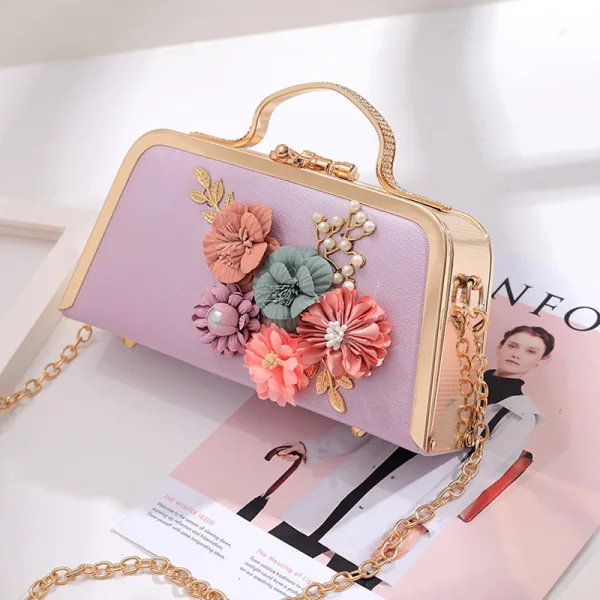 Elegant Hvit Perle Appliques Ball Clutch Veske 2023