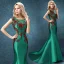 Chic / Belle Robe De Soirée 2017 Vert Foncé Tribunal Train Trompette / Sirène Encolure Dégagée Sans Manches Dos Nu Faux Diamant Perlage Paillettes Perle