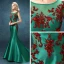 Chic / Belle Robe De Soirée 2017 Vert Foncé Tribunal Train Trompette / Sirène Encolure Dégagée Sans Manches Dos Nu Faux Diamant Perlage Paillettes Perle