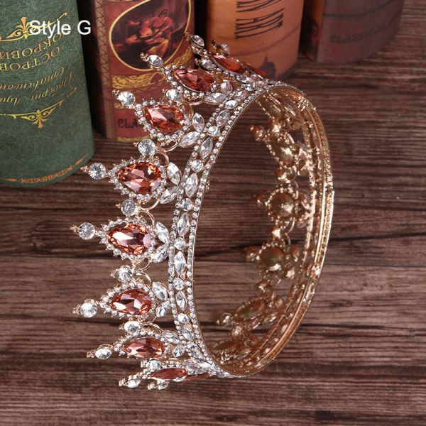 Charming Burgundy Handmade  Rhinestone Alloy Bridal Hair Accessories Wedding Crown 2023