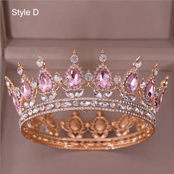 Charming Burgundy Handmade  Rhinestone Alloy Bridal Hair Accessories Wedding Crown 2023