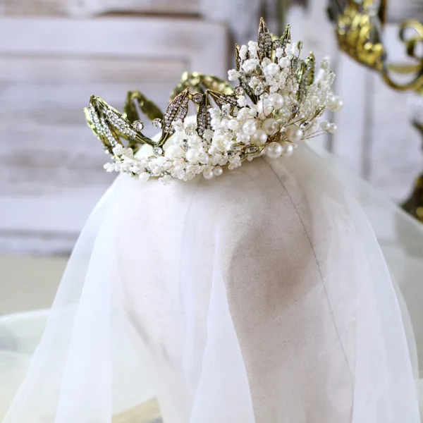 Vintage / Retro Handmade Pearl Rhinestone Alloy Bridal Hair Accessories 2023 Wedding