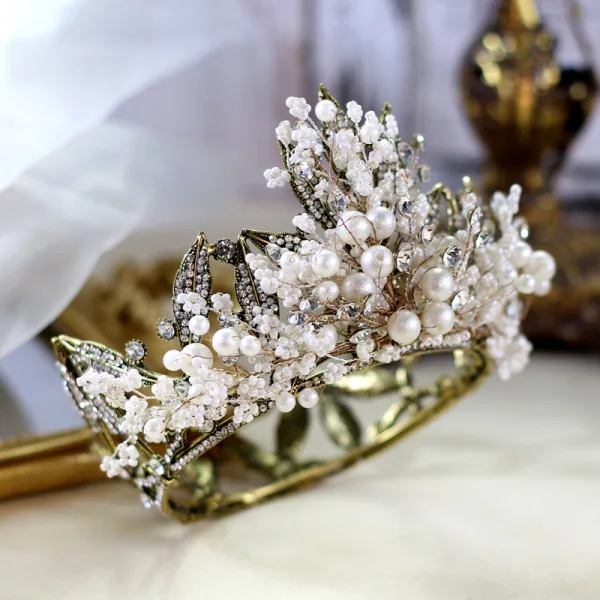 Vintage / Retro Handmade Pearl Rhinestone Alloy Bridal Hair Accessories 2023 Wedding