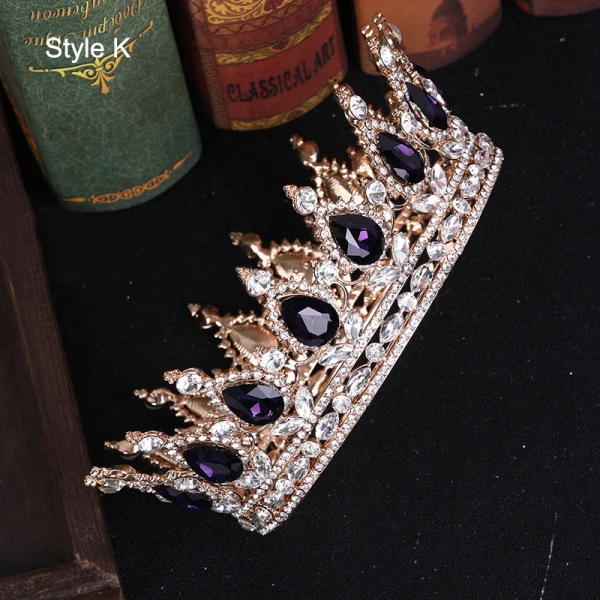 Charming Burgundy Handmade  Rhinestone Alloy Bridal Hair Accessories Wedding Crown 2023