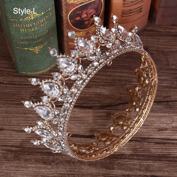 Charming Burgundy Handmade  Rhinestone Alloy Bridal Hair Accessories Wedding Crown 2023