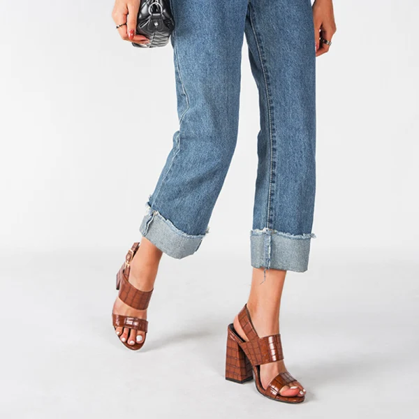 Vintage / Retro Brown Street Wear Womens Sandals 2022 Ankle Strap 11 cm Thick Heels Open / Peep Toe High Heels Sandals