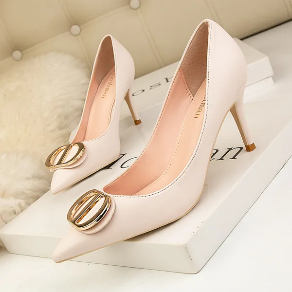 Chic / Beautiful Black Cocktail Party Prom Pumps 2022 7 cm Stiletto Heels Pointed Toe Pumps High Heels