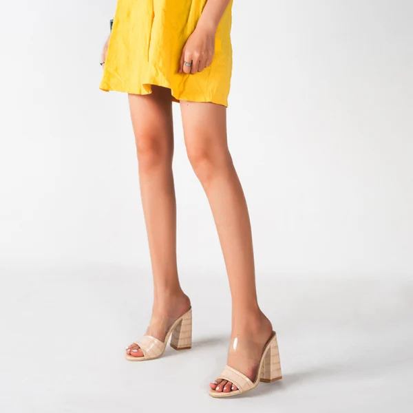 Sexy Beige Street Wear Womens Sandals High Heels 2022 11 cm Thick Heels Open / Peep Toe Sandals