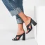 Schlicht Schwarz Freizeit Sandalen Damen Hochhackige 2022 11 cm Thick Heels Peeptoes Sandaletten