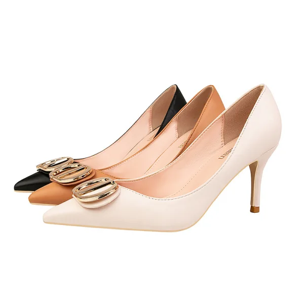 Chic / Beautiful Black Cocktail Party Prom Pumps 2022 7 cm Stiletto Heels Pointed Toe Pumps High Heels