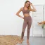 Einfarbig Champagner Nylon Yoga & Sport Set 2021 Fest U-Ausschnitt Ärmellos Figurbetontes Leggings
